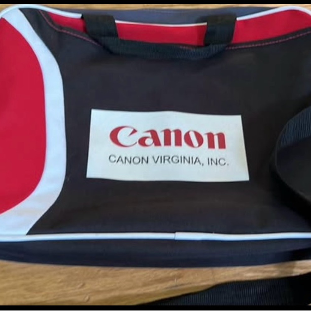 Computer Laptop Canon Black and Red Duffel Bag with Sporty Design GUC